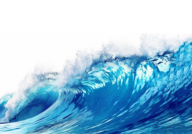 Belle onde del mare con schiuma di colore blu e turchese isolato su sfondo bianco
