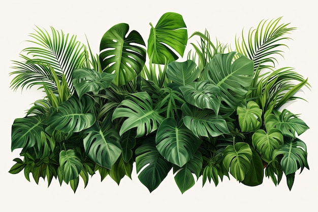 Belle piante di foglie verdi tropicali Monstera sfondo rendering 3d