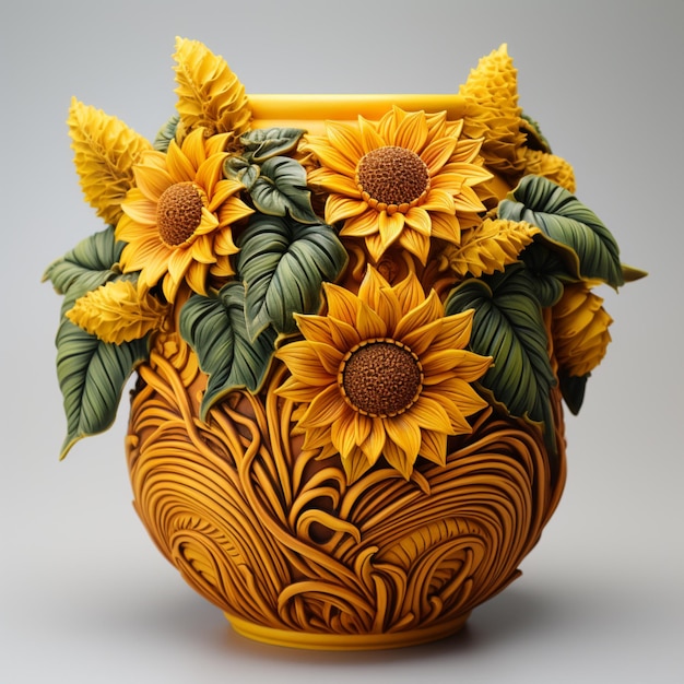 Belle piante di girasole design vaso fotografia immagine Ai generato arte
