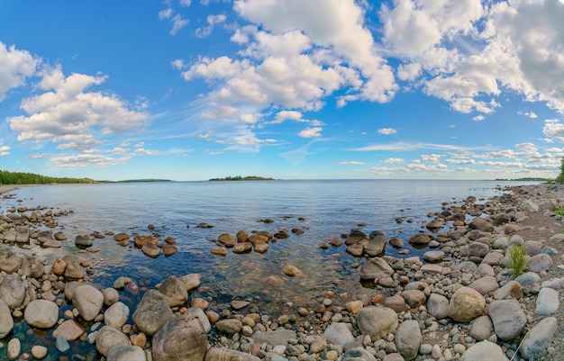 Belle pietre sul lago Paesaggio di natura selvaggia