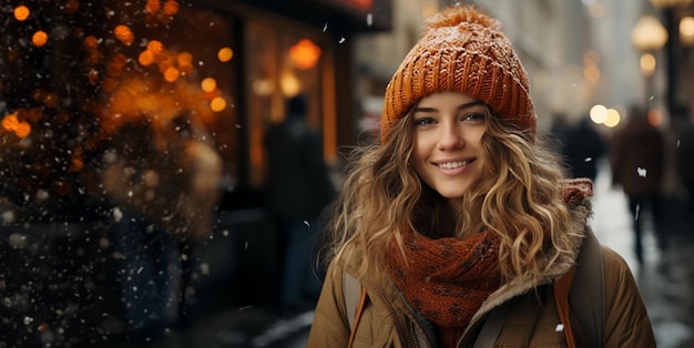 belle ragazze su uno sfondo invernale IA generativa