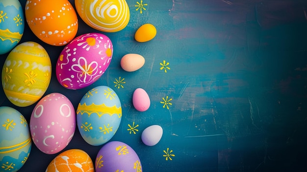 Belle uova di Pasqua colorate sullo sfondo Generative Ai