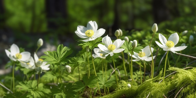 Bellezza anemone fiore su bellissimo sfondo sfocato AI generativa