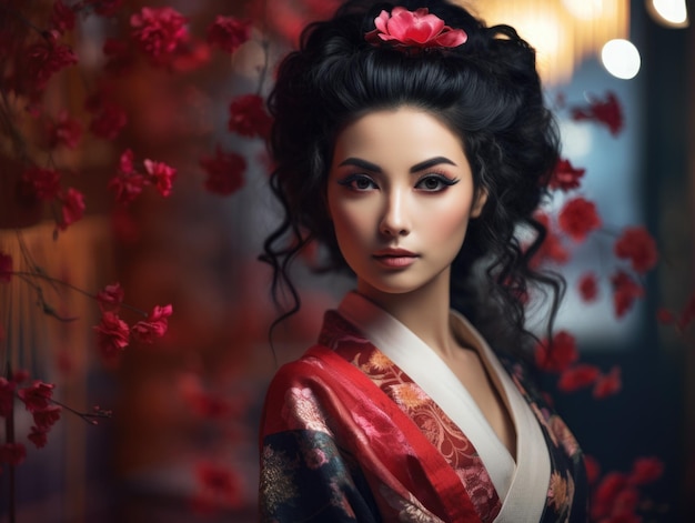 Bellezza bellissima geisha giapponese