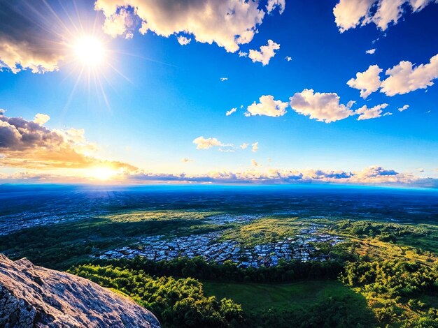 Bellezza cielo nuvoloso limpido con nuvole soffice luce solare su sfondo pulito carta da parati accogliente panorama paesaggio nuvoloso del cielo al sole sfondo atmosferico Concept di sfondo di progettazione Copia spazio di testo pubblicitario