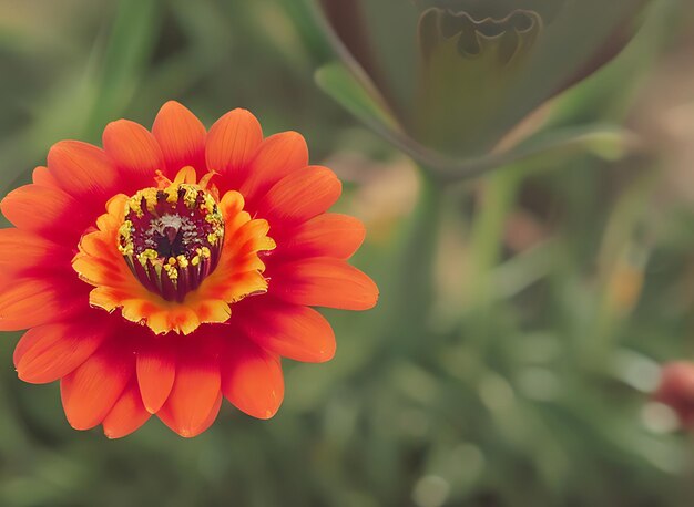 Bellezza del primo piano del fiore in piena fioritura i suoi petali in piedi e con la rugiada del mattino