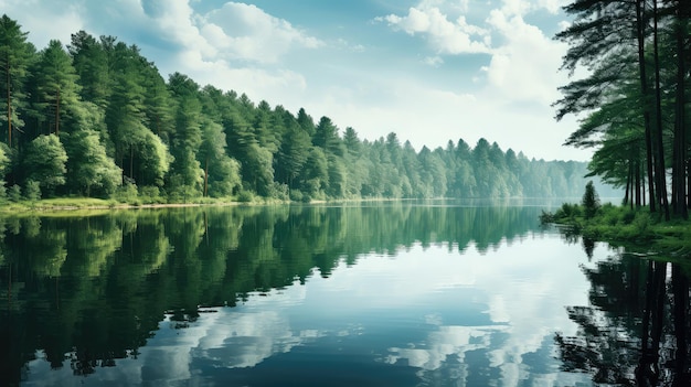 Bellezza dell'acqua paesaggio forestale del lago