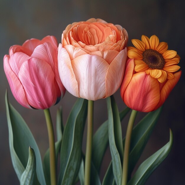 Bellezza della natura Tulipani vivaci in piena fioritura