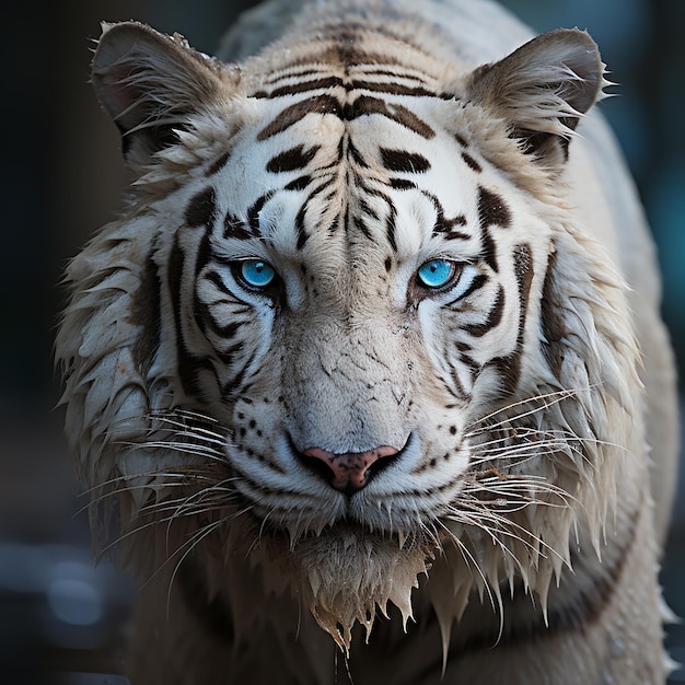 Bellezza della tigre bianca dagli occhi azzurri