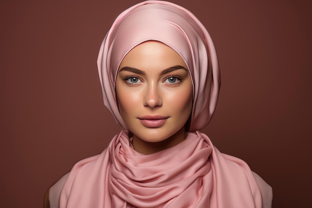 Bellezza donna musulmana in hijab sorridente isolata in studio Creato con la tecnologia Ai generativa