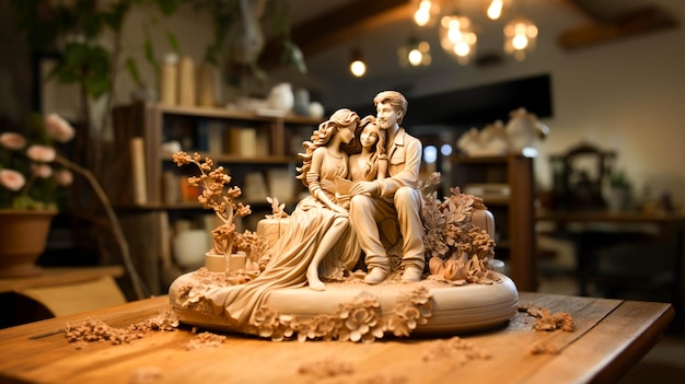 Bellezza e creatività si uniscono nella scultura in argilla dell'amore familiare