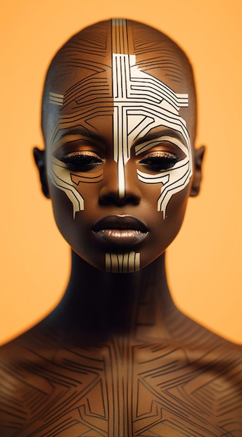 Bellezza ibrida africana femminile minimalista futuristica Ai generativa