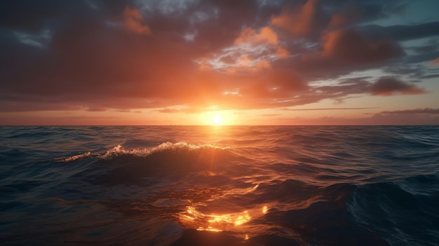 Bellezza maestosa dell'alba cielo oceano mare spiaggia carta da parati immagine arte generata dall'AI