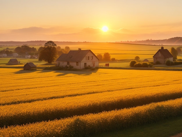 Bellezza naturale del campo coltivato del villaggio