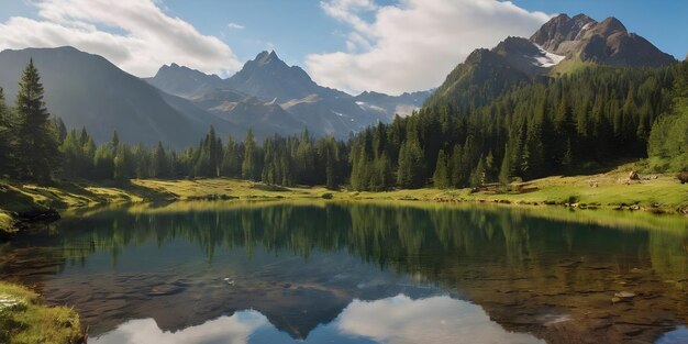 Bellezza pacifica riflessa nei calmi laghi di montagna ai generativa