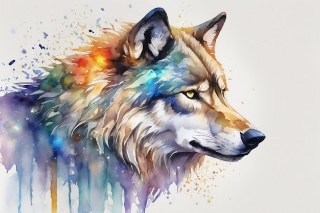 Bellezza selvaggia Acquerello Wolf carta da parati in tonalità straordinarie