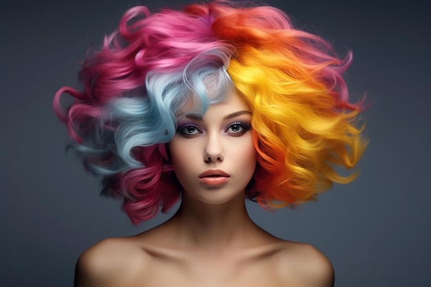 Bellezza vibrante Una parrucca colorata che trasforma un mondo grigio