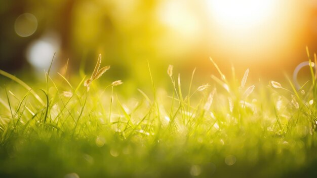 bellissima alba e l'erba e i raggi del sole