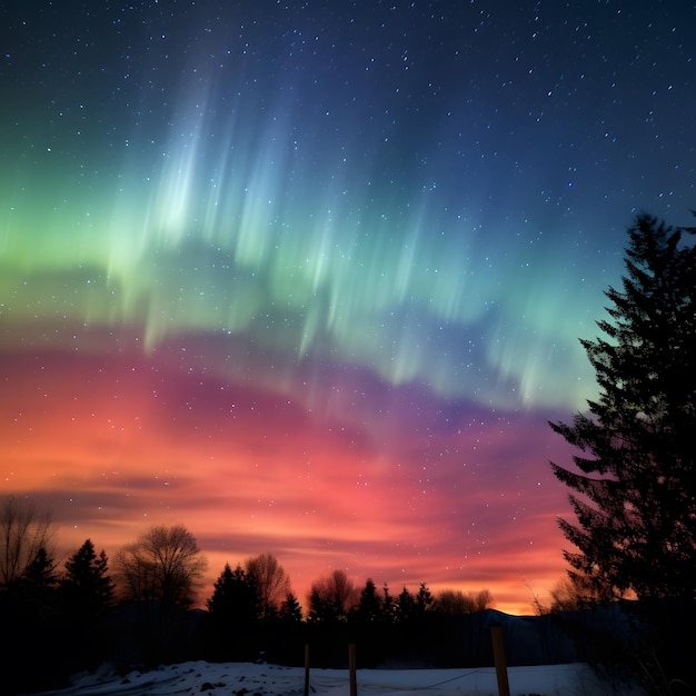 Bellissima aurora boreale nel cielo notturno