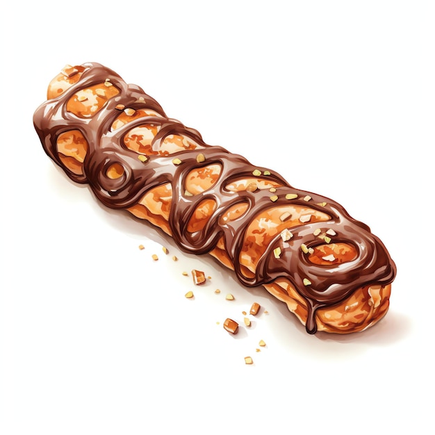 bellissima bacchetta di pretzel con punta di cioccolato gustoso dessert clipart illustrazione