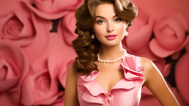 Bellissima bambola Barbie su sfondo rosa