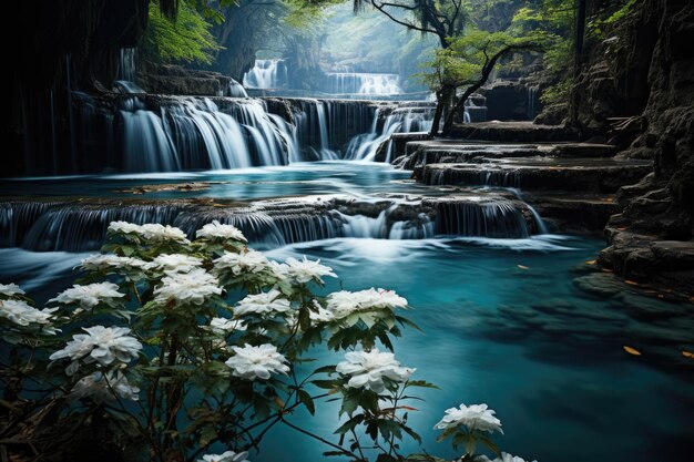 bellissima cascata paesaggio pacifico fotografia professionale