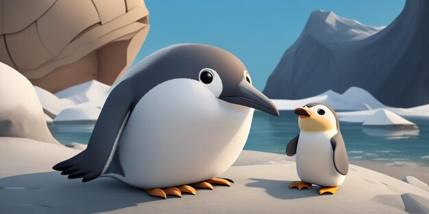 Bellissima coppia di pinguini animati in 3D