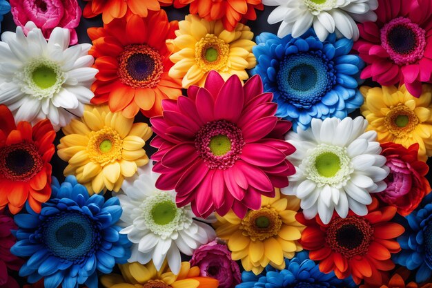 Bellissima disposizione di fiori di gerbera sullo sfondo