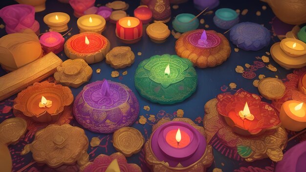 Bellissima Diya di Diwali con lampada ad olio spirituale