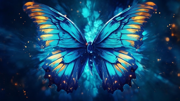 Bellissima farfalla blu con transizioni di colore