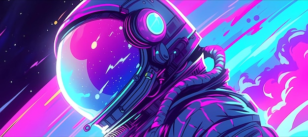 Bellissima illustrazione artistica di un astronauta anime dipinta a mano