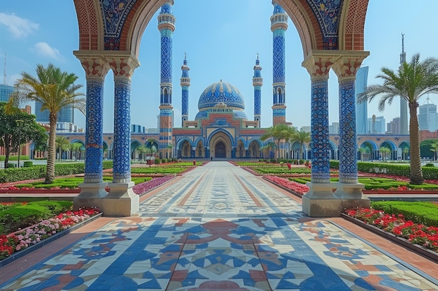 bellissima moschea contro un'atmosfera pura serena e divina fotografia professionale