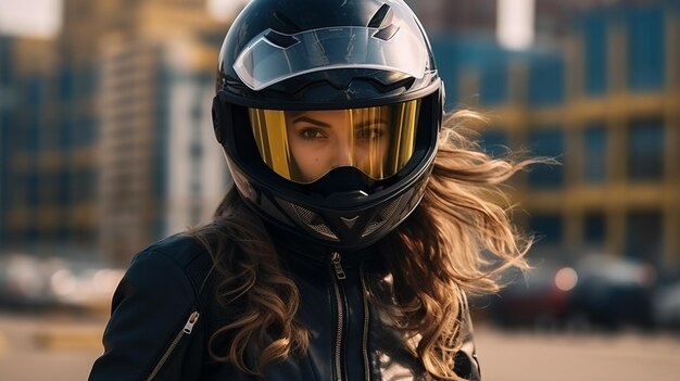 bellissima ragazza che posa sulla motocicletta