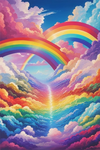 bellissima scena dell'arcobaleno sul cielo
