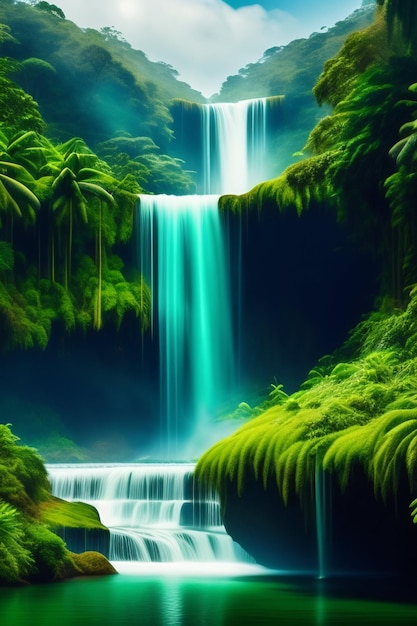 Bellissima scena di arte digitale a cascata