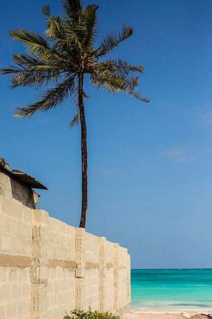 Bellissima spiaggia di Zanzibar con acqua turchese e barche a Nungwi, Zanzibar, Tanzania