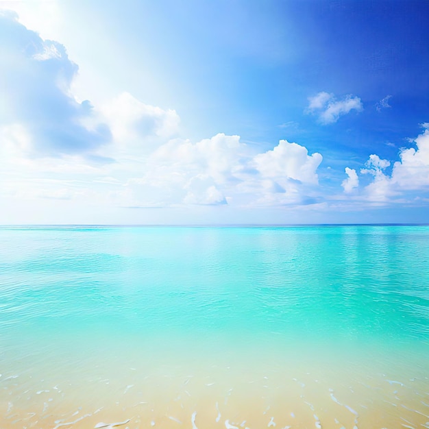 Bellissima spiaggia tropicale con cielo azzurro e nuvole bianche sfondo texture astratta AI generativa