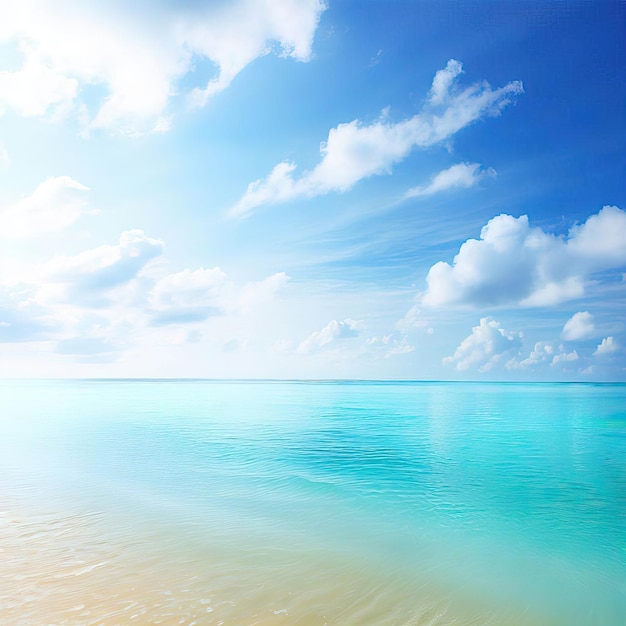 Bellissima spiaggia tropicale con cielo azzurro e nuvole bianche texture astratta sfondo IA generativa