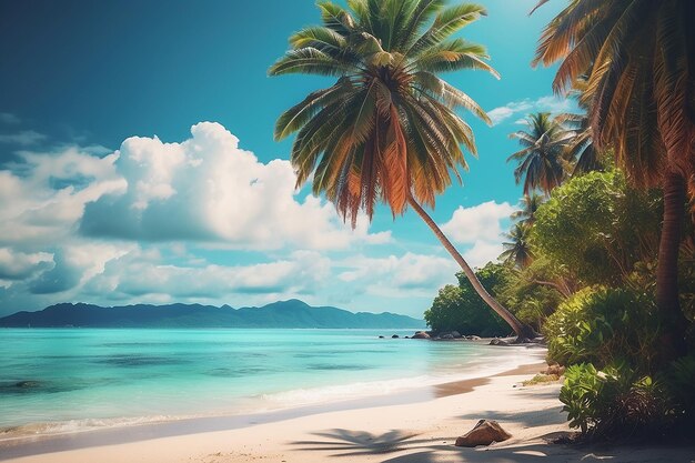 Bellissima spiaggia tropicale e mare con palme da cocco