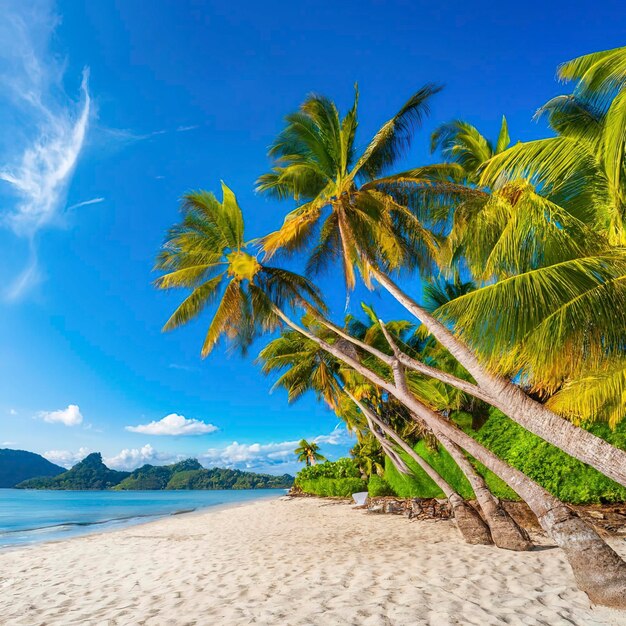 Bellissima spiaggia tropicale e mare con palme