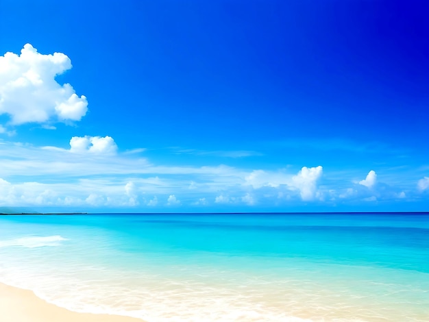 bellissima spiaggia tropicale mare oceano con nuvole bianche cielo blu e copyspace