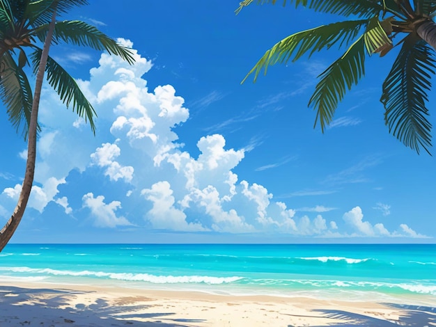 bellissima spiaggia tropicale vuota mare oceano con nuvola bianca sullo sfondo del cielo blu