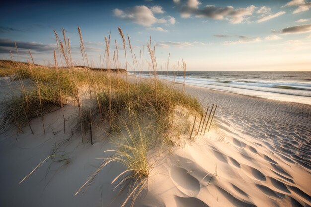 Bellissima spiaggia vergine con dune di sabbia