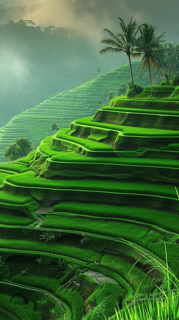 bellissima terrazza del campo di riso