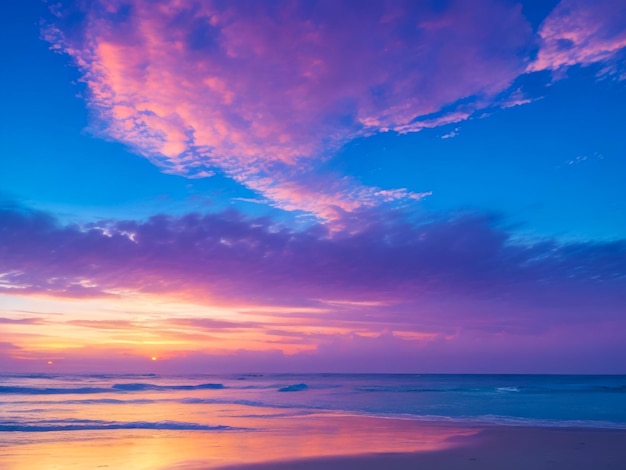 bellissima vista del cielo al tramonto sulla spiaggia