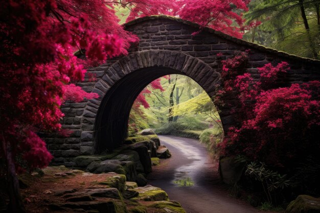 Bellissima vista del ponte nel parco Kromlau Gablenz Germania