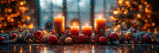 Bellissime candele da tavola cena di Natale sfondo illustrazioni in HD