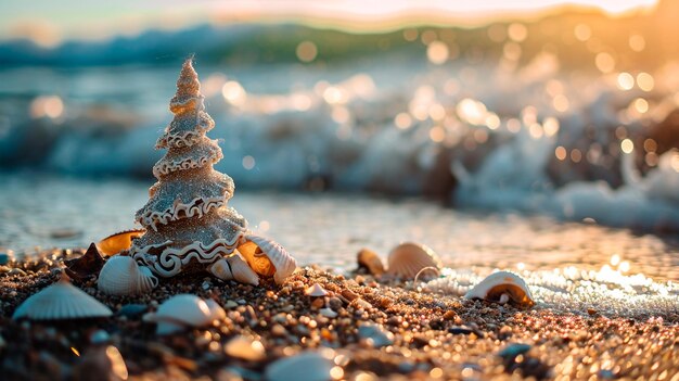 bellissime conchiglie e pietre al tramonto