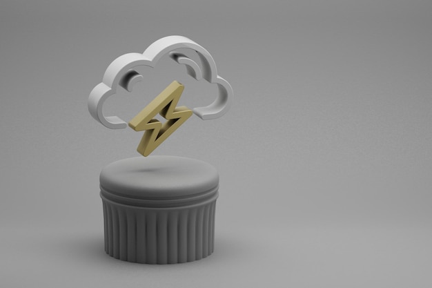 Bellissime illustrazioni astratte Cloud Thunder Bolt simbolo icone su un supporto di colonna e meraviglioso bac