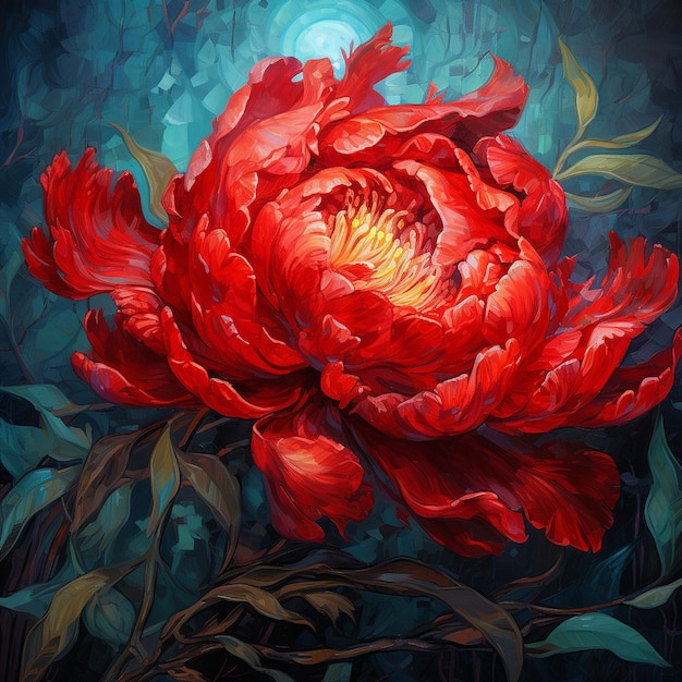 Bellissime immagini di fiori di peonia rossa IA generativa